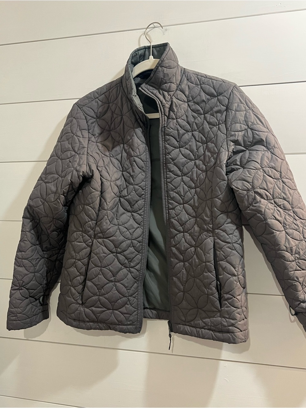 Lands' End Quilted Charcoal Puffer Jacket Women’s Small